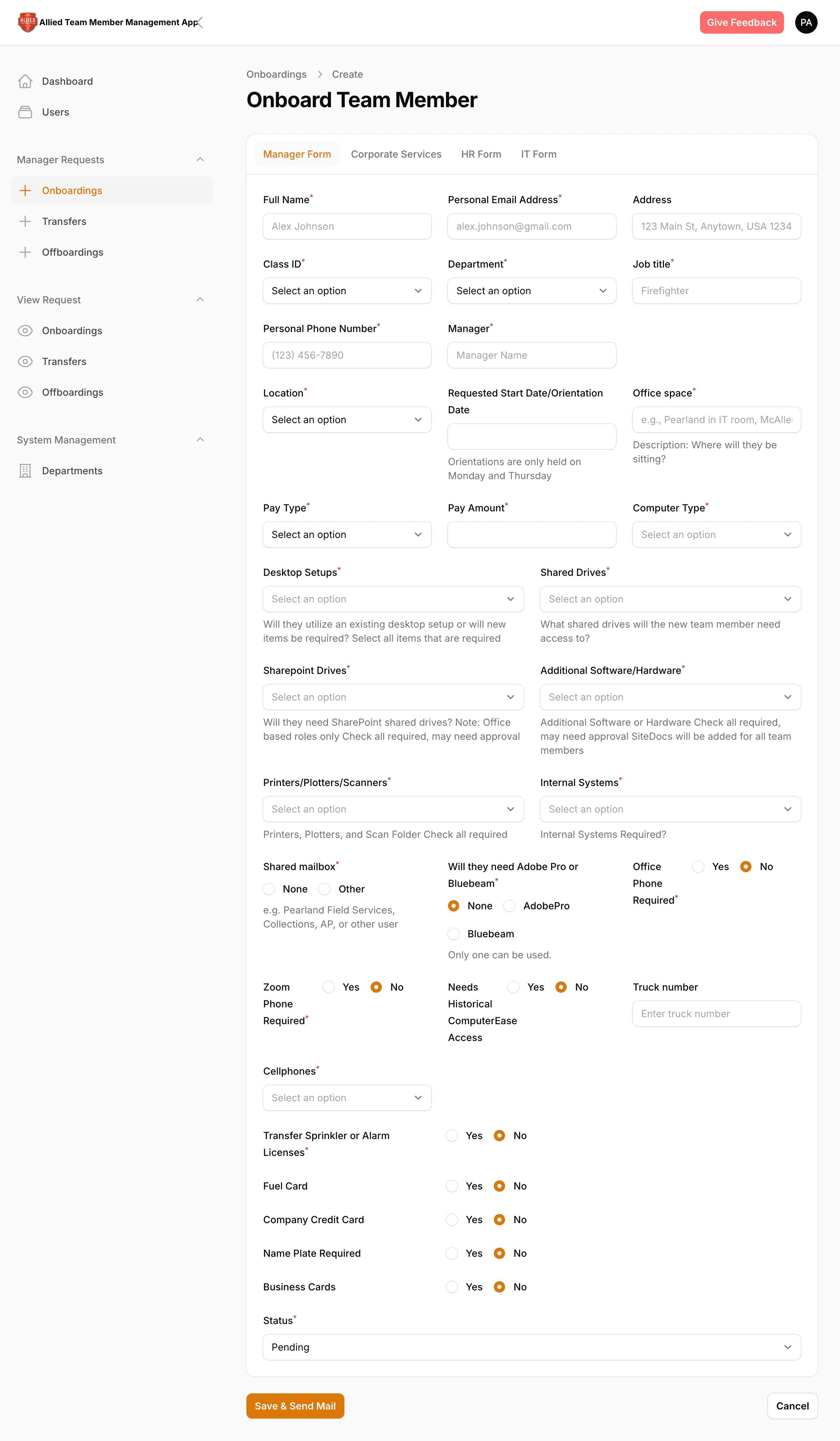 Allied Fire Team Management System